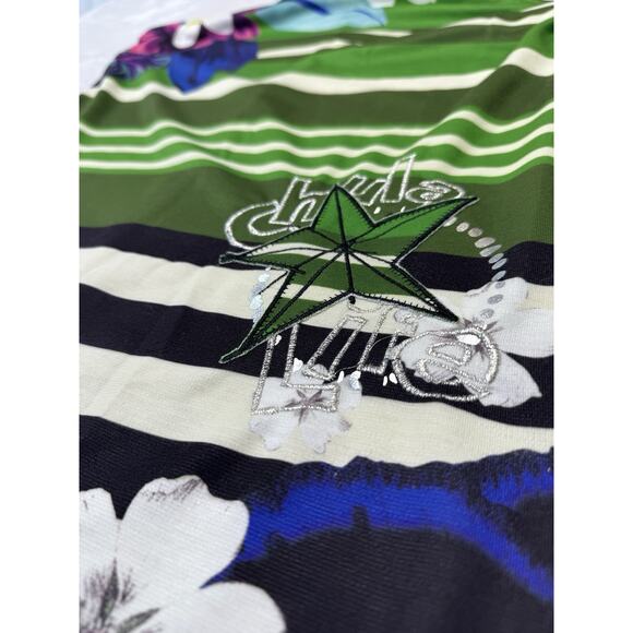 Desigual Striped Floral Chula Dress XL Sleeveless Fitted Design Resort Vacay - Picture 2 of 7